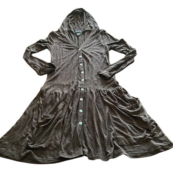 Mar-Q Brown Lightweight Knit Dress with Hood Junior Size Small Pockets - Picture 6 of 8